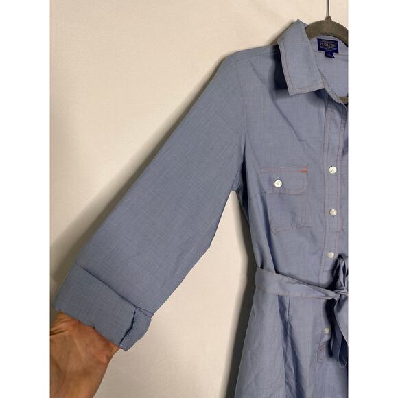 Pendleton Shirt Dress 100% Cotton Pinup Rockabilly Casual Light Blue 6 Petite - Picture 4 of 6